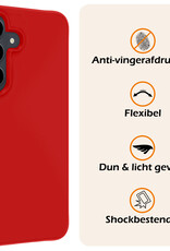 Nomfy Hoesje Geschikt voor Samsung S24 Hoesje Siliconen Cover Case Met 2x Screenprotector - Hoes Geschikt voor Samsung Galaxy S24 Hoes Back Case - Rood
