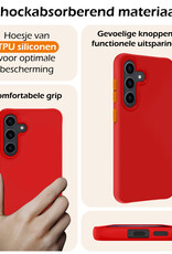 Nomfy Hoesje Geschikt voor Samsung S24 Hoesje Siliconen Cover Case Met 2x Screenprotector - Hoes Geschikt voor Samsung Galaxy S24 Hoes Back Case - Rood