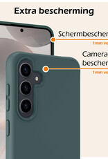Nomfy Hoesje Geschikt voor Samsung S24 Hoesje Siliconen Cover Case Met 2x Screenprotector - Hoes Geschikt voor Samsung Galaxy S24 Hoes Back Case - Donkergroen