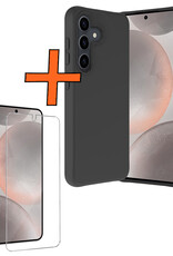 Nomfy Hoesje Geschikt voor Samsung S24 Hoesje Siliconen Cover Case Met Screenprotector - Hoes Geschikt voor Samsung Galaxy S24 Hoes Back Case - Zwart