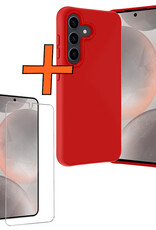 Nomfy Hoesje Geschikt voor Samsung S24 Hoesje Siliconen Cover Case Met Screenprotector - Hoes Geschikt voor Samsung Galaxy S24 Hoes Back Case - Rood