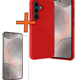 Nomfy Nomfy Samsung Galaxy S24 Hoesje Siliconen Met Screenprotector - Rood