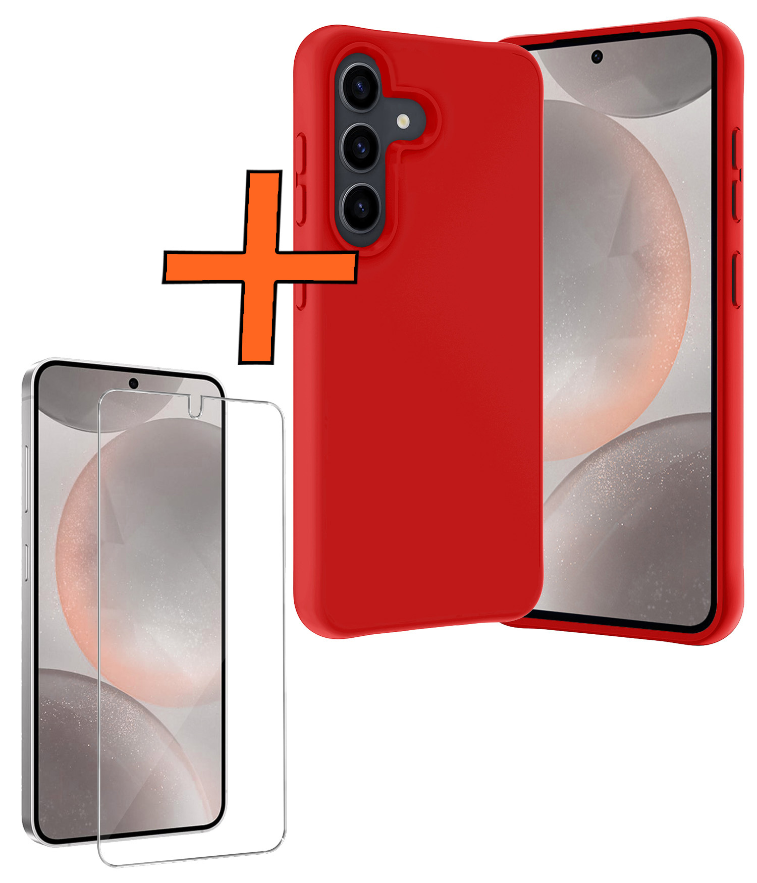 Nomfy Hoesje Geschikt voor Samsung S24 Hoesje Siliconen Cover Case Met Screenprotector - Hoes Geschikt voor Samsung Galaxy S24 Hoes Back Case - Rood