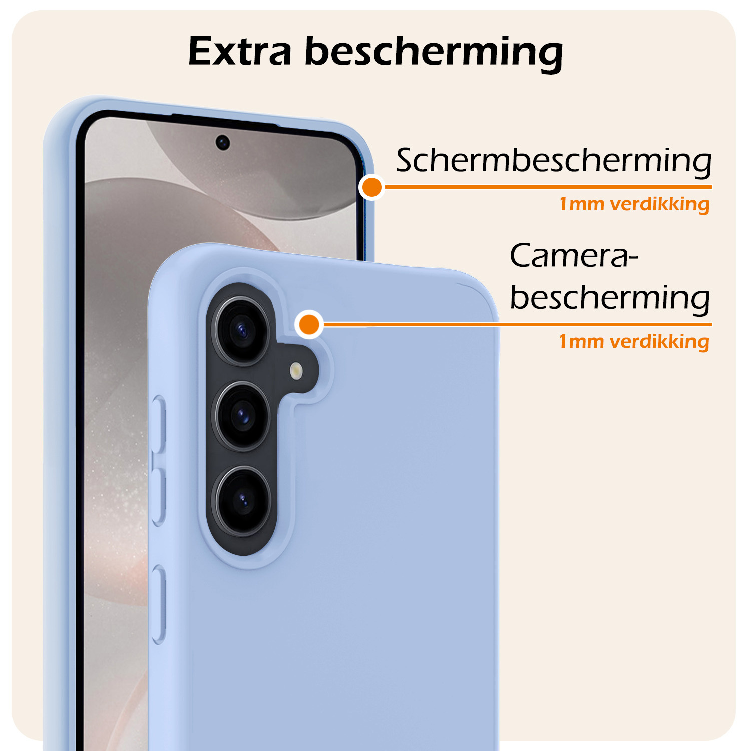 Nomfy Hoesje Geschikt voor Samsung S24 Hoesje Siliconen Cover Case Met Screenprotector - Hoes Geschikt voor Samsung Galaxy S24 Hoes Back Case - Lichtblauw