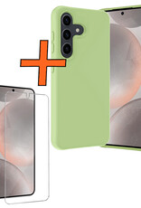 Nomfy Hoesje Geschikt voor Samsung S24 Hoesje Siliconen Cover Case Met Screenprotector - Hoes Geschikt voor Samsung Galaxy S24 Hoes Back Case - Groen