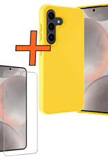 Nomfy Hoesje Geschikt voor Samsung S24 Hoesje Siliconen Cover Case Met Screenprotector - Hoes Geschikt voor Samsung Galaxy S24 Hoes Back Case - Geel