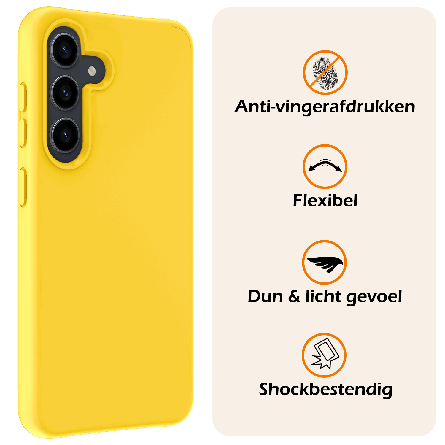 Nomfy Hoesje Geschikt voor Samsung S24 Hoesje Siliconen Cover Case Met Screenprotector - Hoes Geschikt voor Samsung Galaxy S24 Hoes Back Case - Geel