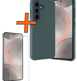 Nomfy Nomfy Samsung Galaxy S24 Hoesje Siliconen Met Screenprotector - Donkergroen