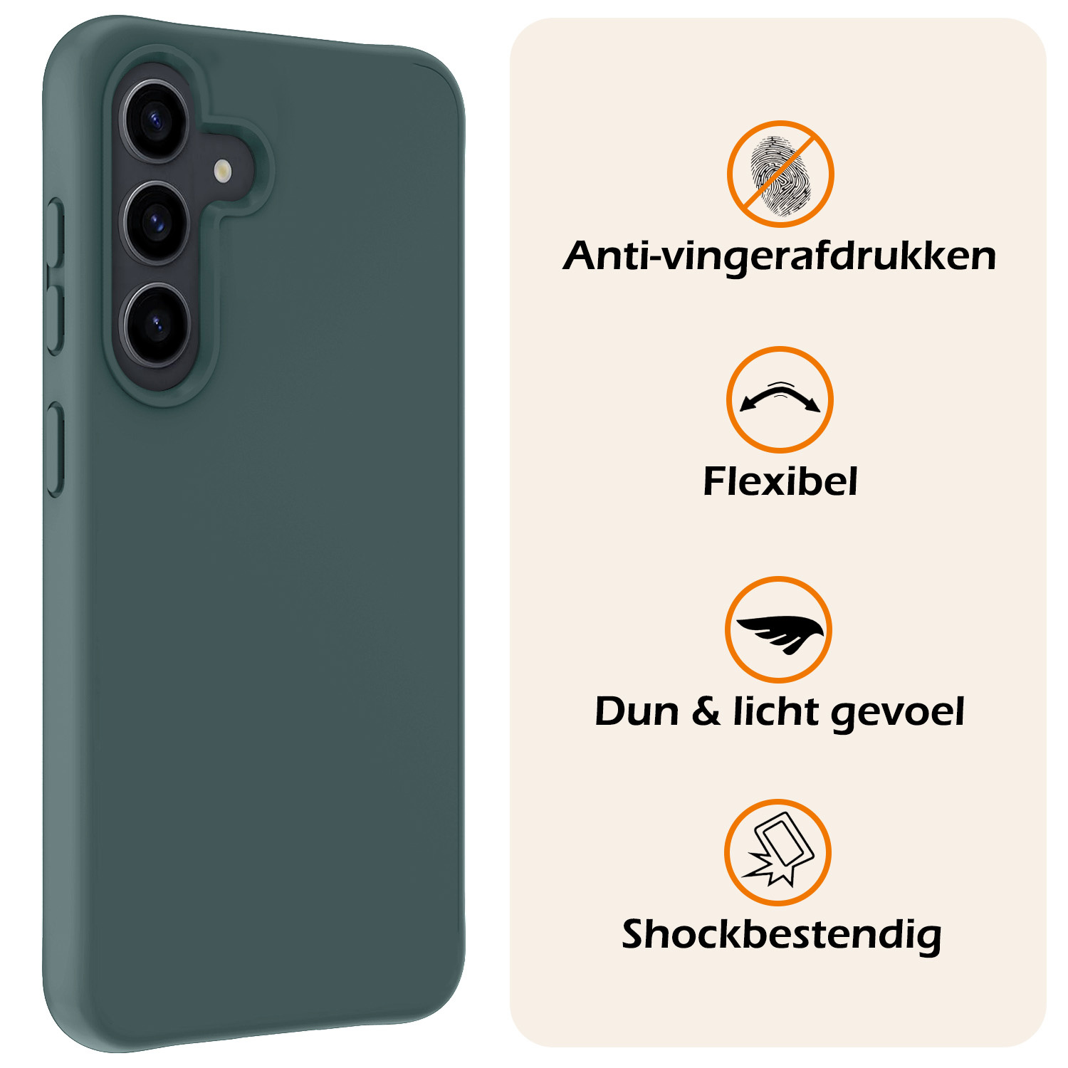 Nomfy Hoesje Geschikt voor Samsung S24 Hoesje Siliconen Cover Case Met Screenprotector - Hoes Geschikt voor Samsung Galaxy S24 Hoes Back Case - Donkergroen