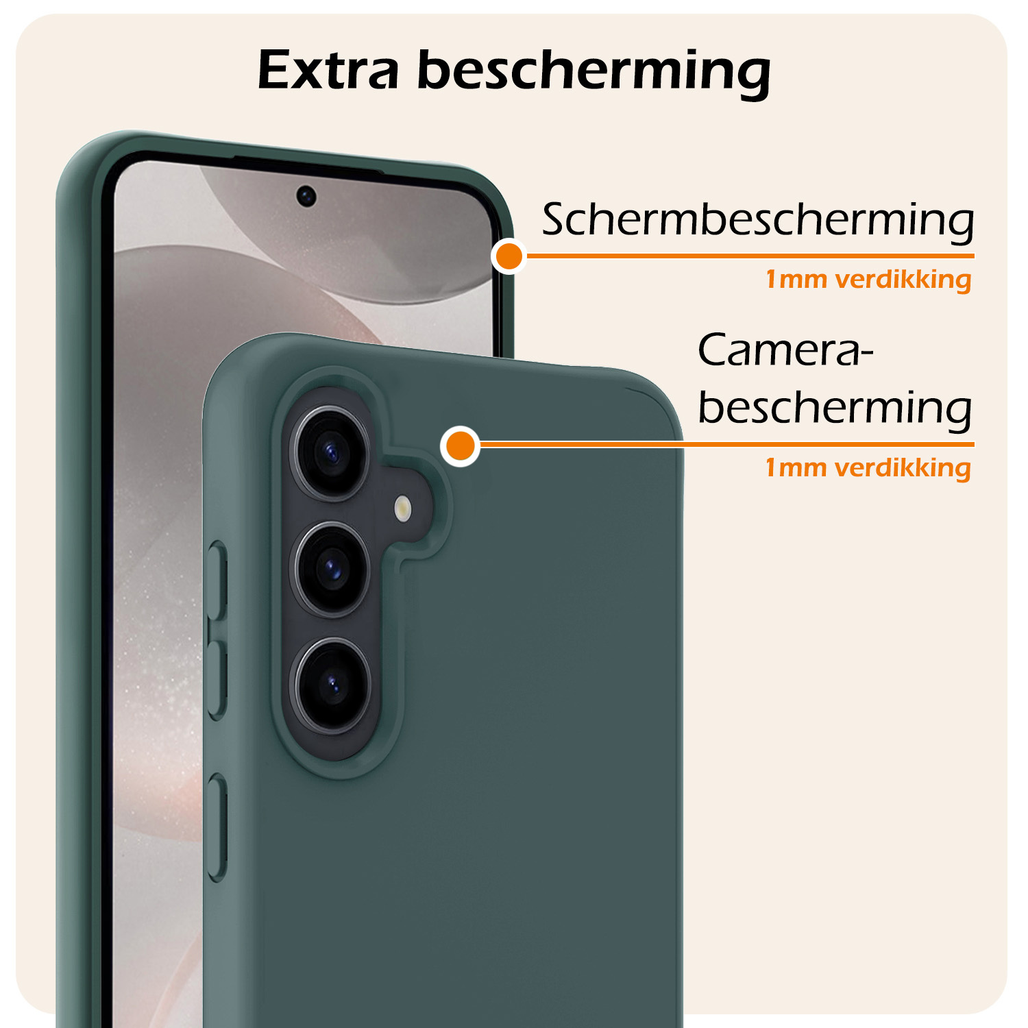 Nomfy Hoesje Geschikt voor Samsung S24 Hoesje Siliconen Cover Case Met Screenprotector - Hoes Geschikt voor Samsung Galaxy S24 Hoes Back Case - Donkergroen
