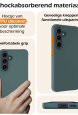 Nomfy Hoesje Geschikt voor Samsung S24 Hoesje Siliconen Cover Case Met Screenprotector - Hoes Geschikt voor Samsung Galaxy S24 Hoes Back Case - Donkergroen