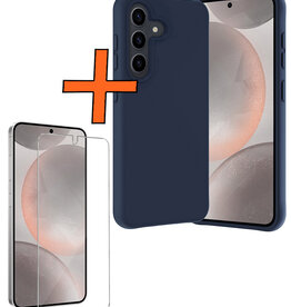 Nomfy Nomfy Samsung Galaxy S24 Hoesje Siliconen Met Screenprotector - Donkerblauw