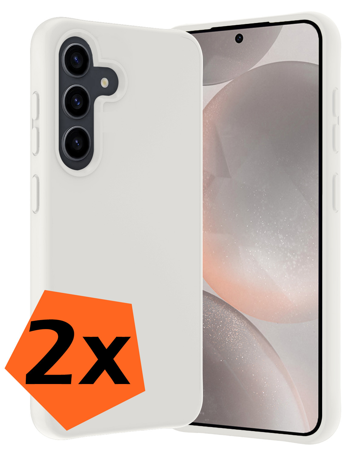 Nomfy Hoesje Geschikt voor Samsung S24 Hoesje Siliconen Cover Case - Hoes Geschikt voor Samsung Galaxy S24 Hoes Back Case - 2-PACK - Wit