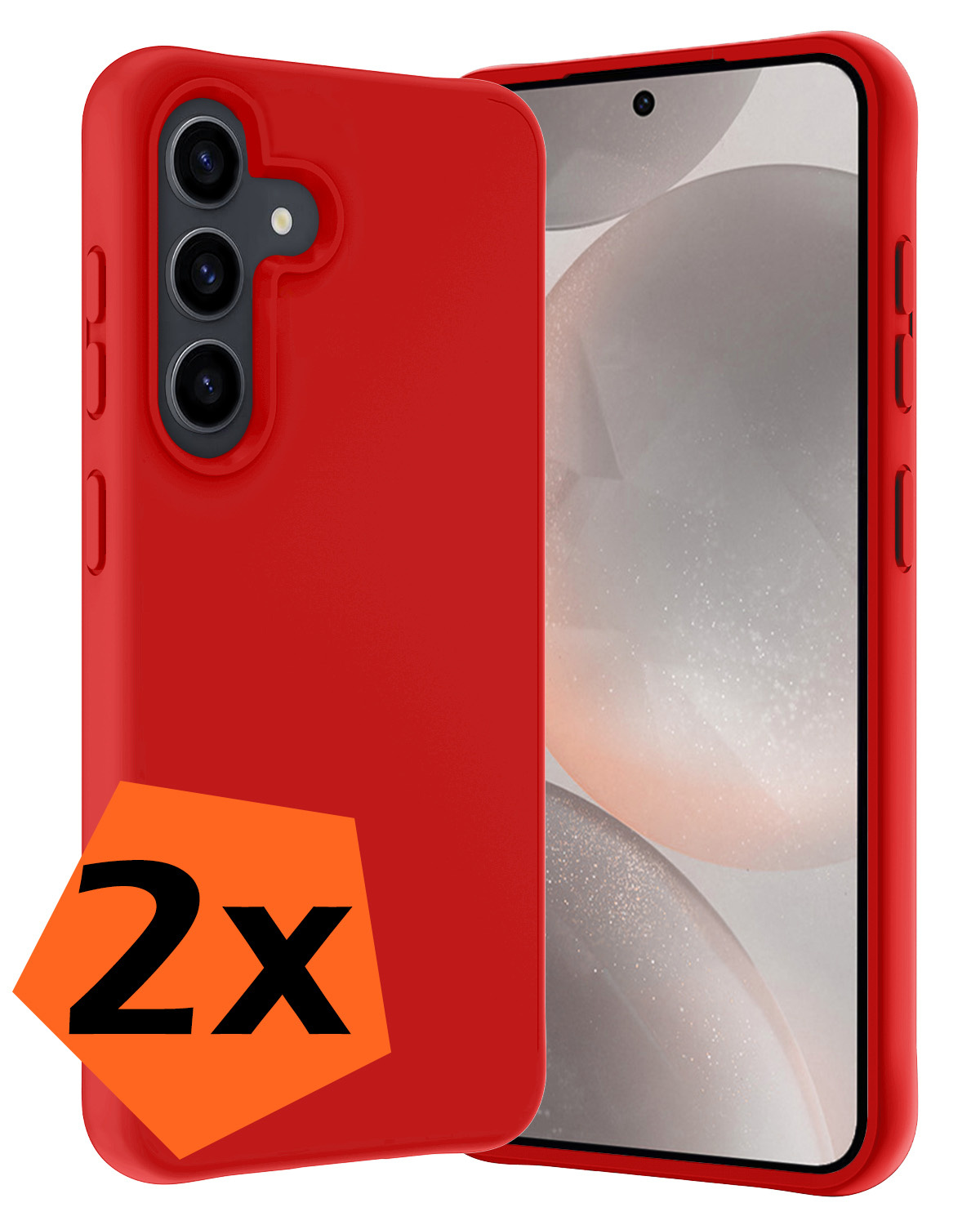 Nomfy Hoesje Geschikt voor Samsung S24 Hoesje Siliconen Cover Case - Hoes Geschikt voor Samsung Galaxy S24 Hoes Back Case - 2-PACK - Rood