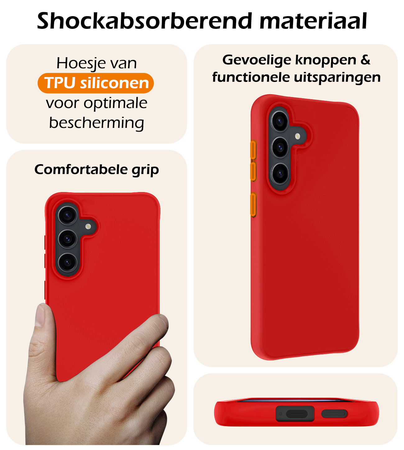 Nomfy Hoesje Geschikt voor Samsung S24 Hoesje Siliconen Cover Case - Hoes Geschikt voor Samsung Galaxy S24 Hoes Back Case - 2-PACK - Rood