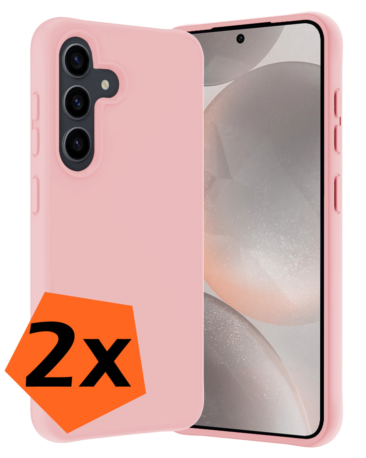 Nomfy Hoesje Geschikt voor Samsung S24 Hoesje Siliconen Cover Case - Hoes Geschikt voor Samsung Galaxy S24 Hoes Back Case - 2-PACK - Lichtroze