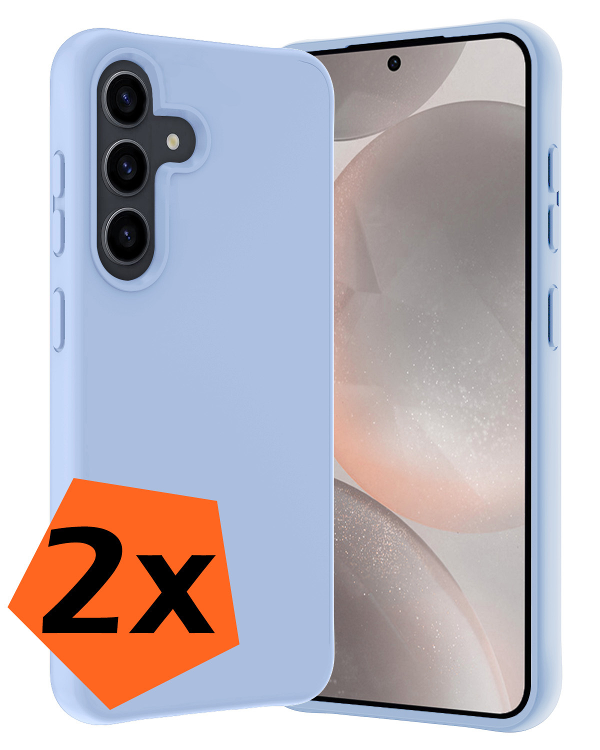 Nomfy Hoesje Geschikt voor Samsung S24 Hoesje Siliconen Cover Case - Hoes Geschikt voor Samsung Galaxy S24 Hoes Back Case - 2-PACK - Lichtblauw