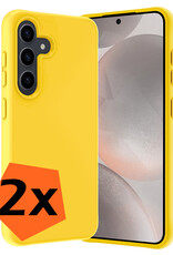 Nomfy Hoesje Geschikt voor Samsung S24 Hoesje Siliconen Cover Case - Hoes Geschikt voor Samsung Galaxy S24 Hoes Back Case - 2-PACK - Geel