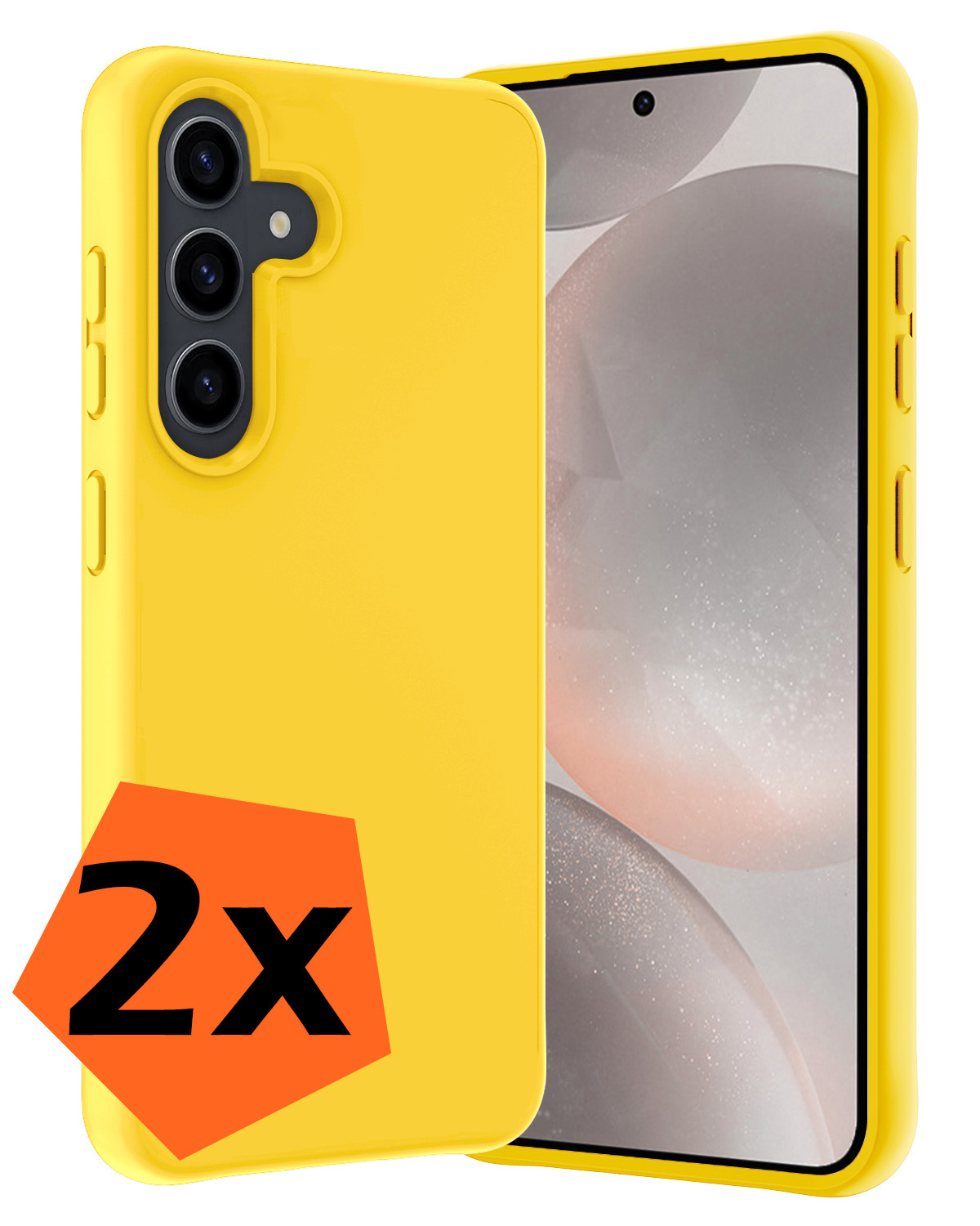 Nomfy Hoesje Geschikt voor Samsung S24 Hoesje Siliconen Cover Case - Hoes Geschikt voor Samsung Galaxy S24 Hoes Back Case - 2-PACK - Geel