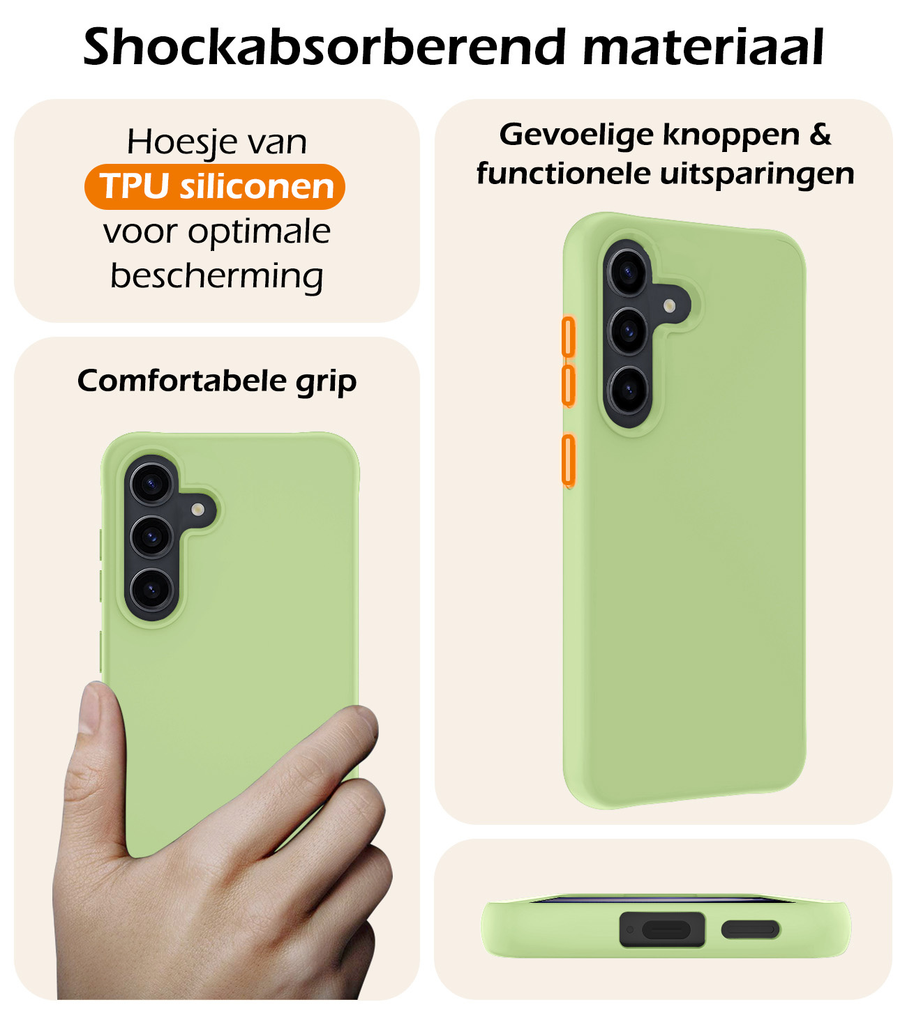 Nomfy Hoesje Geschikt voor Samsung S24 Hoesje Siliconen Cover Case - Hoes Geschikt voor Samsung Galaxy S24 Hoes Back Case - Groen