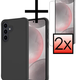 NoXx NoXx Samsung Galaxy S24 Plus Hoesje Siliconen Met 2x Screenprotector - Zwart