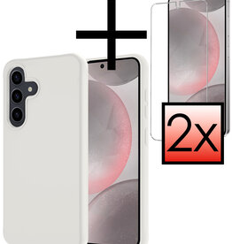 NoXx NoXx Samsung Galaxy S24 Plus Hoesje Siliconen Met 2x Screenprotector - Wit