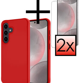 NoXx NoXx Samsung Galaxy S24 Plus Hoesje Siliconen Met 2x Screenprotector - Rood