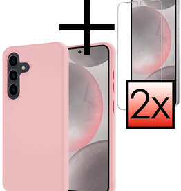 NoXx NoXx Samsung Galaxy S24 Plus Hoesje Siliconen Met 2x Screenprotector - Lichtroze