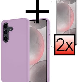 NoXx NoXx Samsung Galaxy S24 Plus Hoesje Siliconen Met 2x Screenprotector - Lila