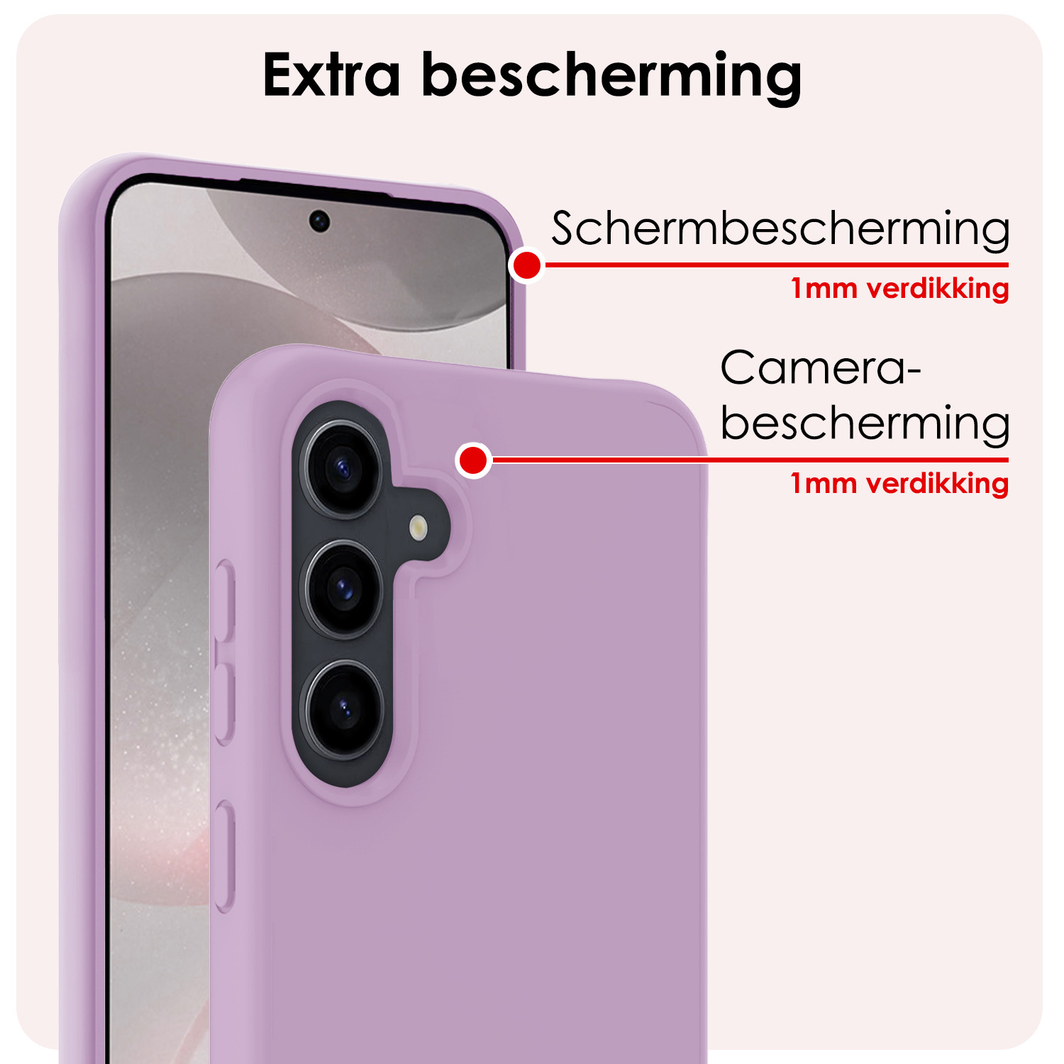 NoXx Hoes Geschikt voor Samsung S24 Plus Hoesje Cover Siliconen Back Case Hoes Met 2x Screenprotector - Lila