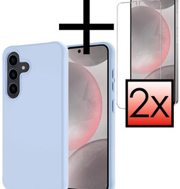 NoXx NoXx Samsung Galaxy S24 Plus Hoesje Siliconen Met 2x Screenprotector - Lichtblauw