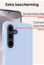 NoXx Hoes Geschikt voor Samsung S24 Plus Hoesje Cover Siliconen Back Case Hoes Met 2x Screenprotector - Lichtblauw