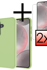 NoXx Hoes Geschikt voor Samsung S24 Plus Hoesje Cover Siliconen Back Case Hoes Met 2x Screenprotector - Groen