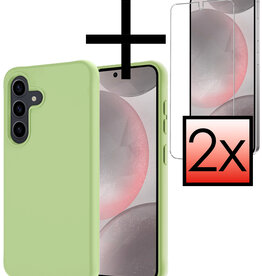 NoXx NoXx Samsung Galaxy S24 Plus Hoesje Siliconen Met 2x Screenprotector - Groen