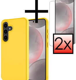 NoXx NoXx Samsung Galaxy S24 Plus Hoesje Siliconen Met 2x Screenprotector - Geel