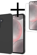 NoXx Hoes Geschikt voor Samsung S24 Plus Hoesje Cover Siliconen Back Case Hoes Met Screenprotector - Zwart