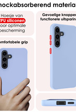 NoXx Hoes Geschikt voor Samsung S24 Plus Hoesje Cover Siliconen Back Case Hoes Met Screenprotector - Lichtblauw