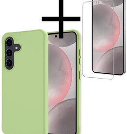 NoXx NoXx Samsung Galaxy S24 Plus Hoesje Siliconen Met Screenprotector - Groen