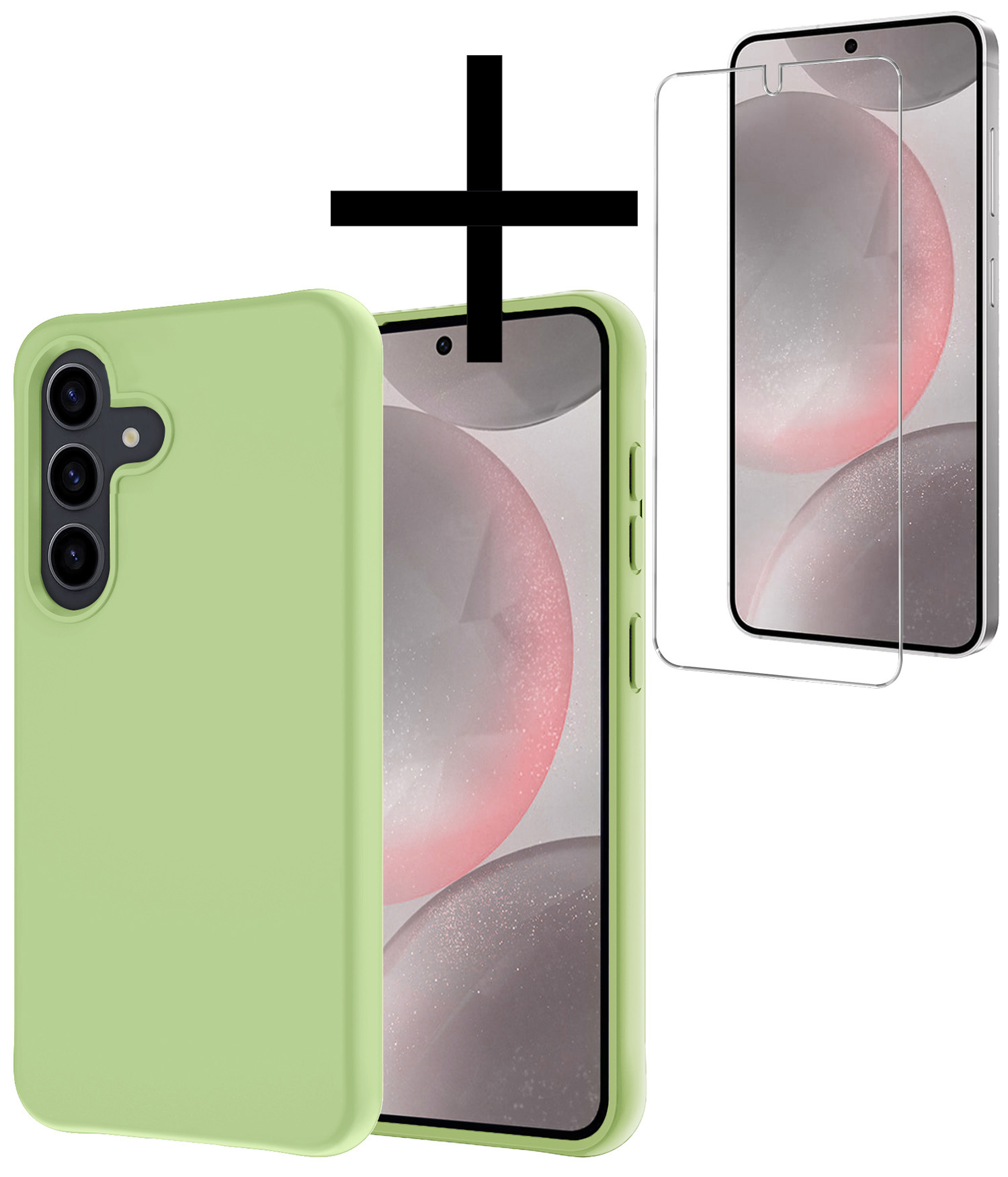 NoXx Hoes Geschikt voor Samsung S24 Plus Hoesje Cover Siliconen Back Case Hoes Met Screenprotector - Groen