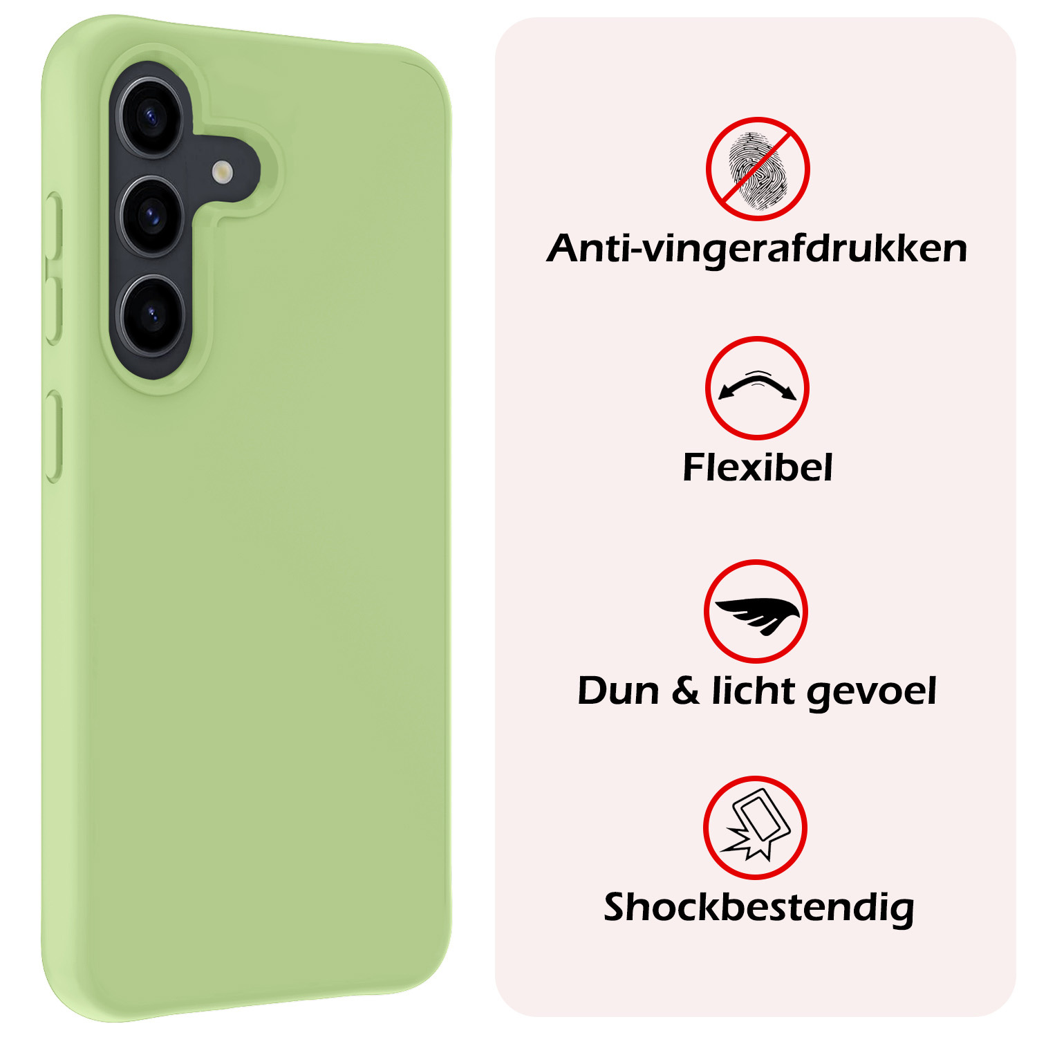 NoXx Hoes Geschikt voor Samsung S24 Plus Hoesje Cover Siliconen Back Case Hoes Met Screenprotector - Groen