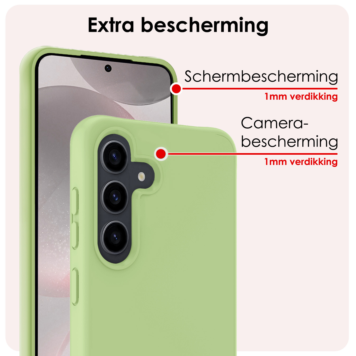 NoXx Hoes Geschikt voor Samsung S24 Plus Hoesje Cover Siliconen Back Case Hoes Met Screenprotector - Groen