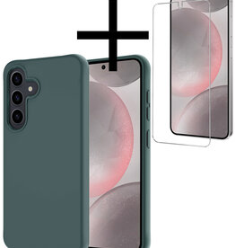 NoXx NoXx Samsung Galaxy S24 Plus Hoesje Siliconen Met Screenprotector - Donkergroen