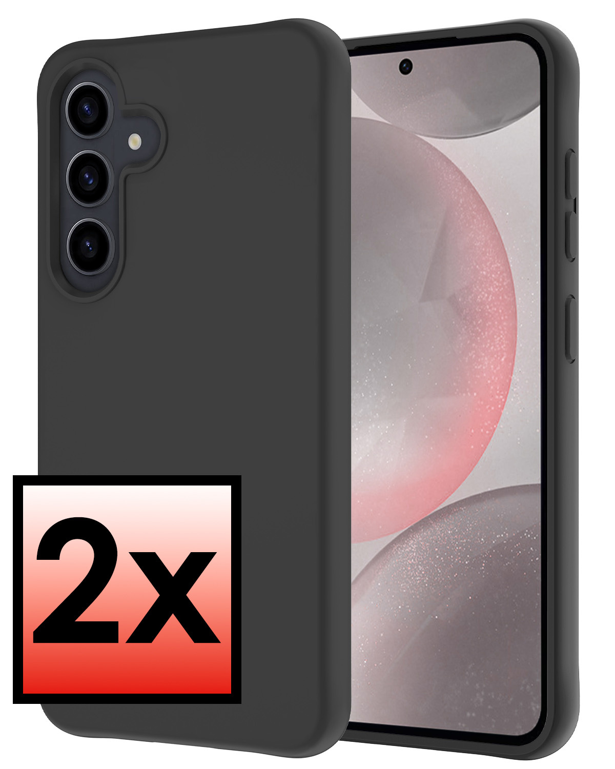 NoXx Hoes Geschikt voor Samsung S24 Plus Hoesje Cover Siliconen Back Case Hoes - Zwart - 2x