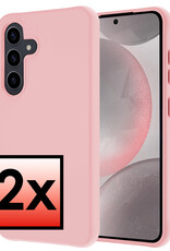 NoXx Hoes Geschikt voor Samsung S24 Plus Hoesje Cover Siliconen Back Case Hoes - Lichtroze - 2x