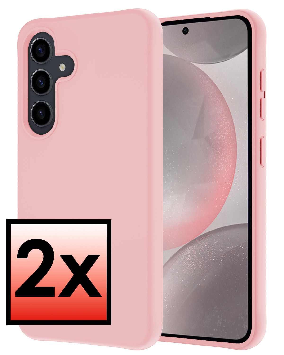 NoXx Hoes Geschikt voor Samsung S24 Plus Hoesje Cover Siliconen Back Case Hoes - Lichtroze - 2x