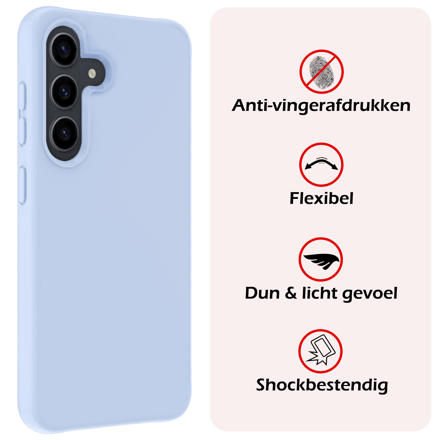 NoXx Hoes Geschikt voor Samsung S24 Plus Hoesje Cover Siliconen Back Case Hoes - Lichtblauw - 2x