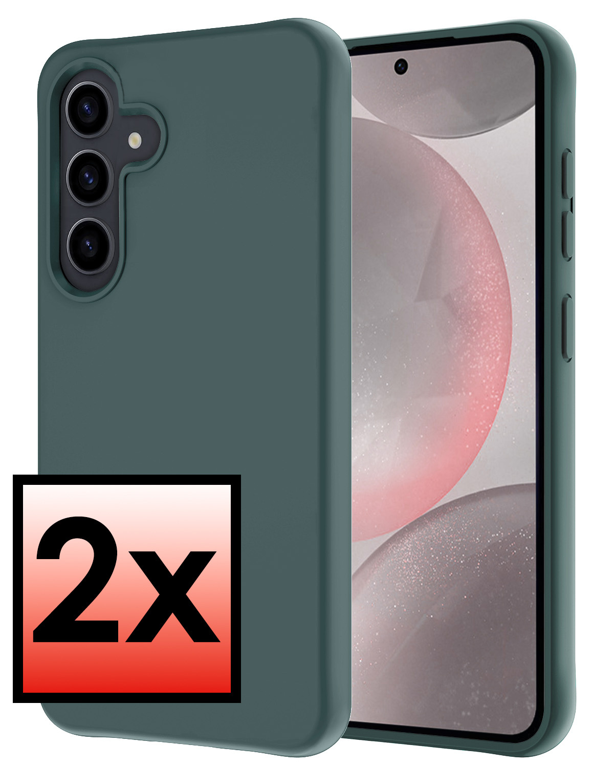 NoXx Hoes Geschikt voor Samsung S24 Plus Hoesje Cover Siliconen Back Case Hoes - Donkergroen - 2x