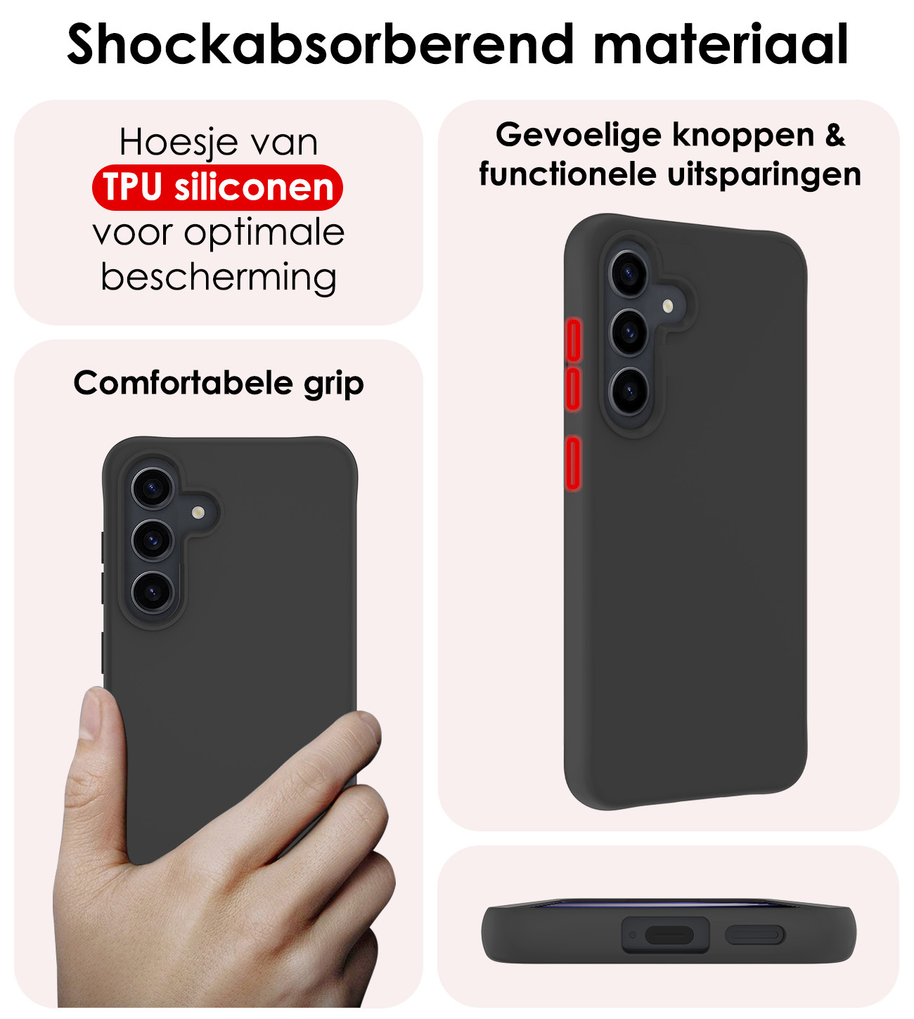 NoXx Hoes Geschikt voor Samsung S24 Plus Hoesje Cover Siliconen Back Case Hoes - Zwart