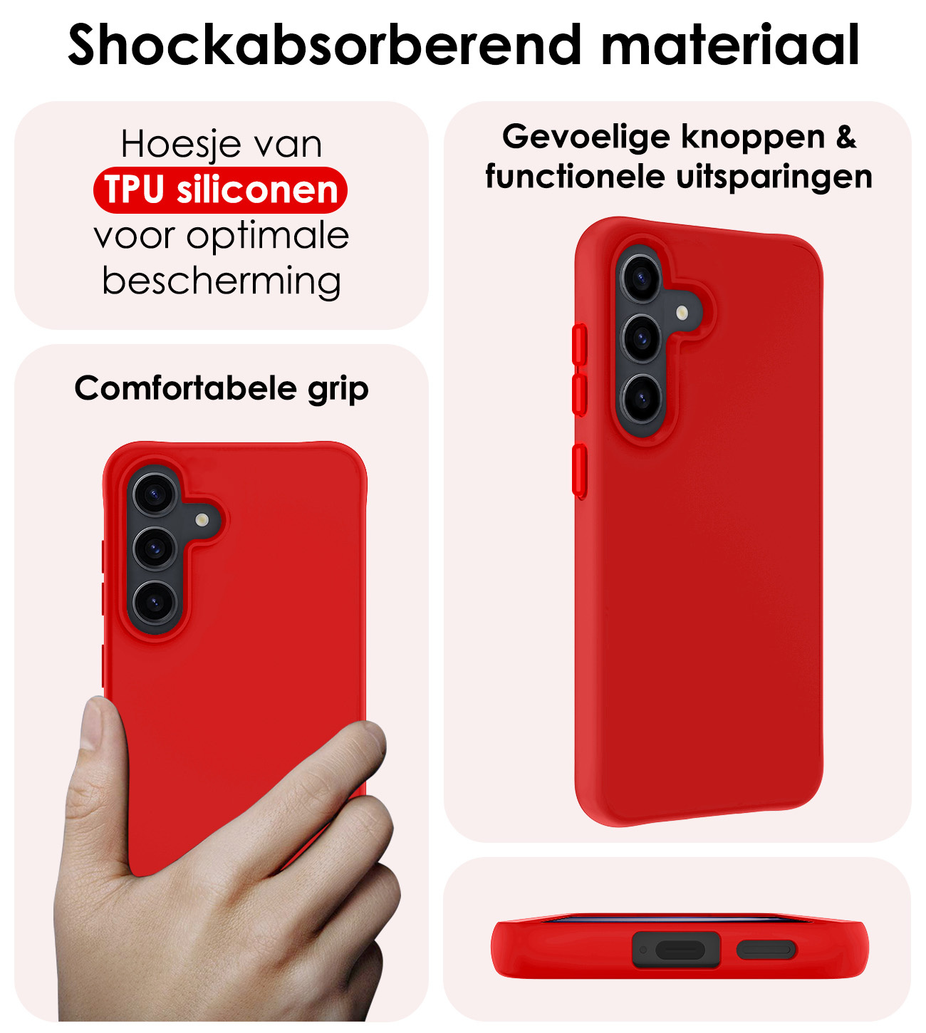 NoXx Hoes Geschikt voor Samsung S24 Plus Hoesje Cover Siliconen Back Case Hoes - Rood