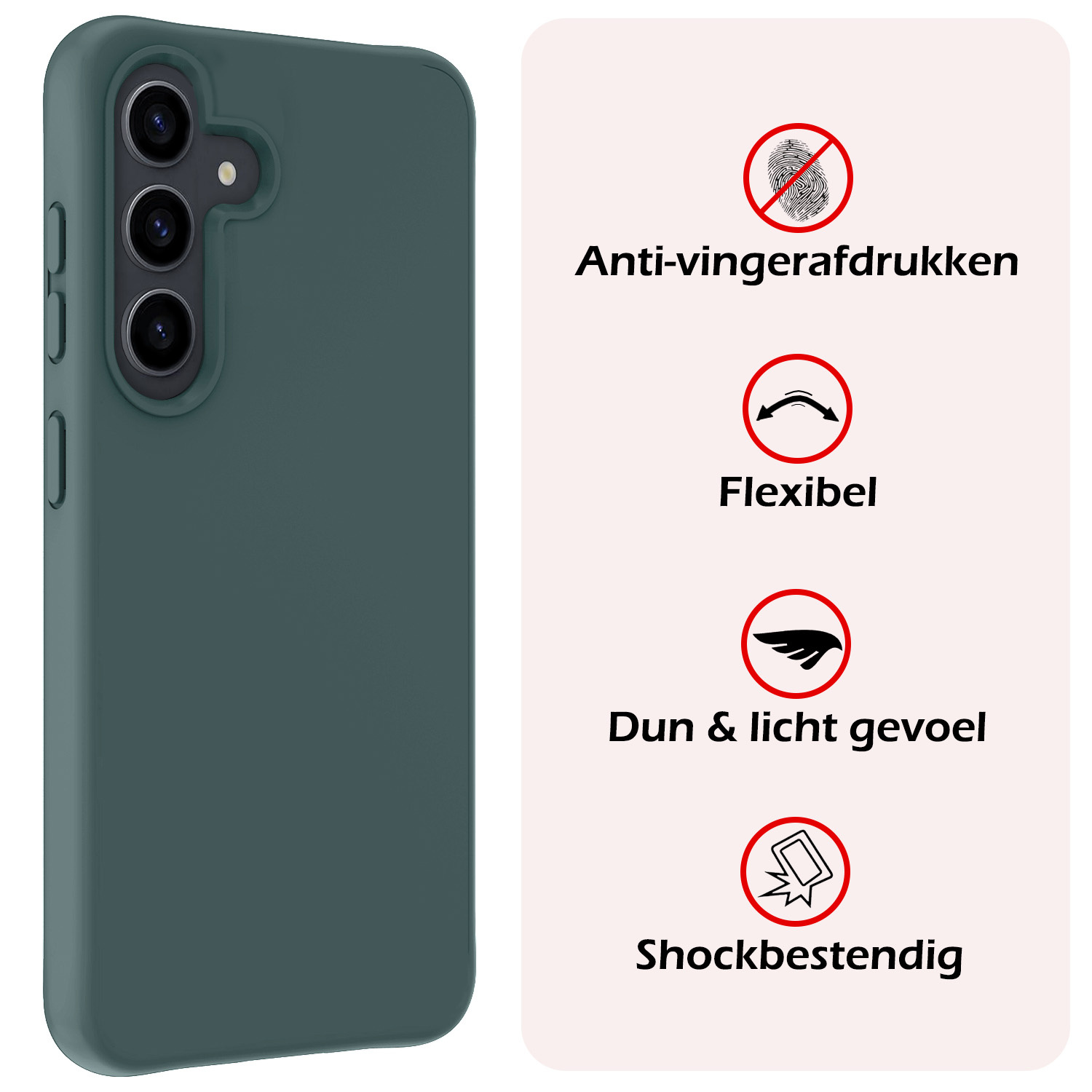 NoXx Hoes Geschikt voor Samsung S24 Plus Hoesje Cover Siliconen Back Case Hoes - Donkergroen